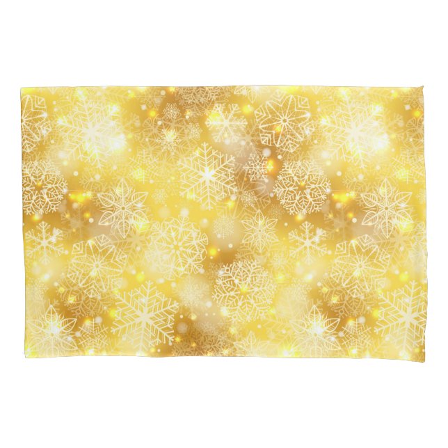 Snowflakes on golden pillowcase (Front)