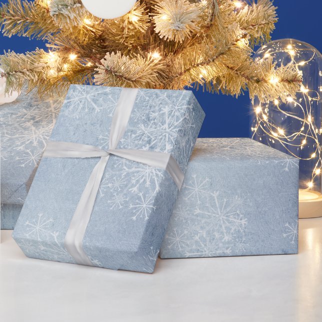 Snowflakes On Icy Blue Wrapping Paper (Holidays)