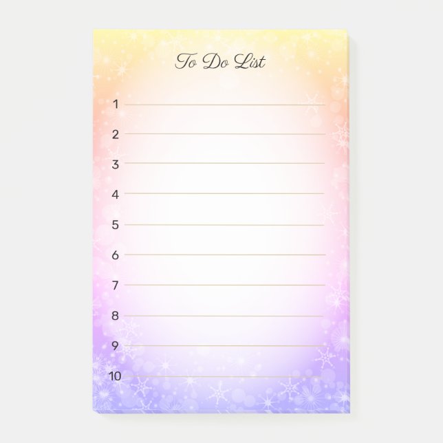 Snowflakes on Pastel Colour Gradient Post-it Notes (Front)