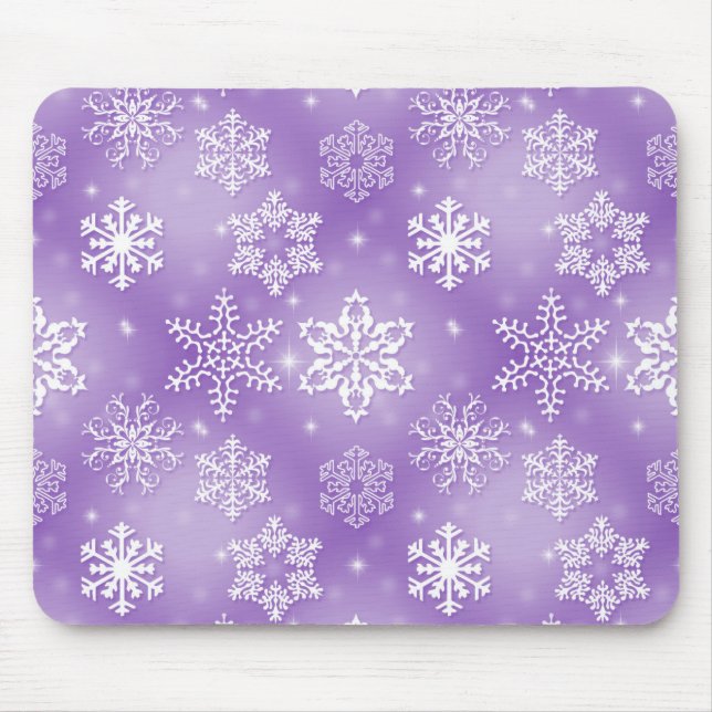 Snowflakes On Purple Mouse Pad (Front)