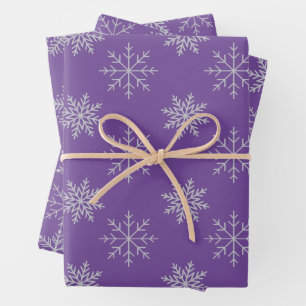 Snowflakes on Purple Wrapping Paper