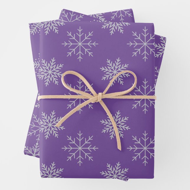 Snowflakes on Purple Wrapping Paper (In situ)