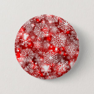 Snowflakes on red 2 inch round button