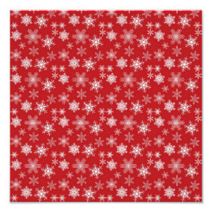 Snowflakes on Red Background Photo Print