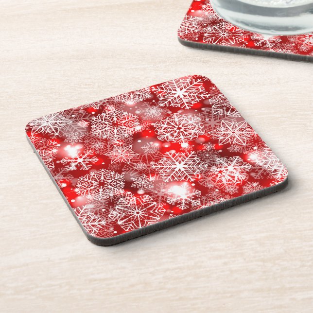 Snowflakes on red coaster (Left Side)