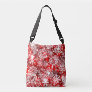 Snowflakes on red crossbody bag