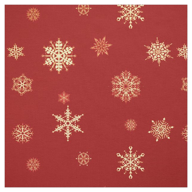 Snowflakes on red fabric (Swatch)