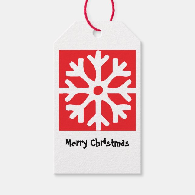 Snowflakes on Red Gift Tags (Front)