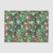 Snowflakes on Red Green Holiday Tissue Paper