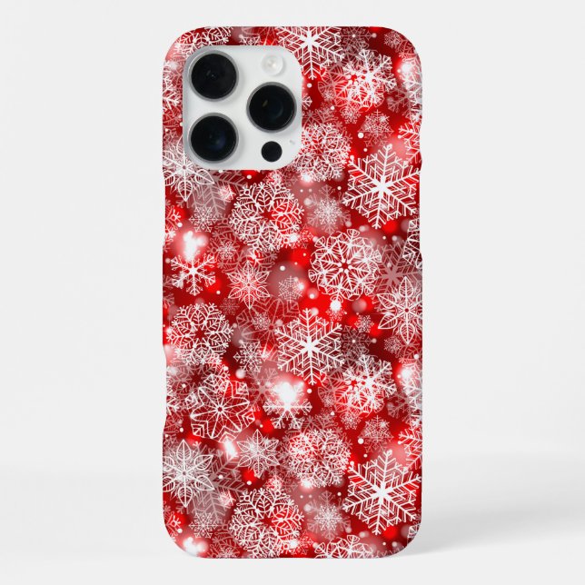 Snowflakes on red iPhone case (Back)