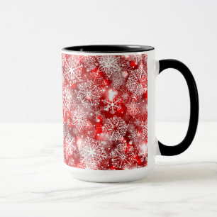 Snowflakes on red mug