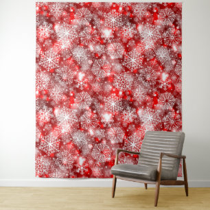 Snowflakes on red tapestry