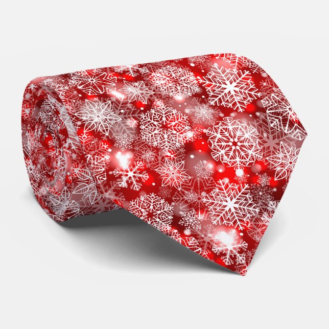 Snowflakes on red tie (Rolled)