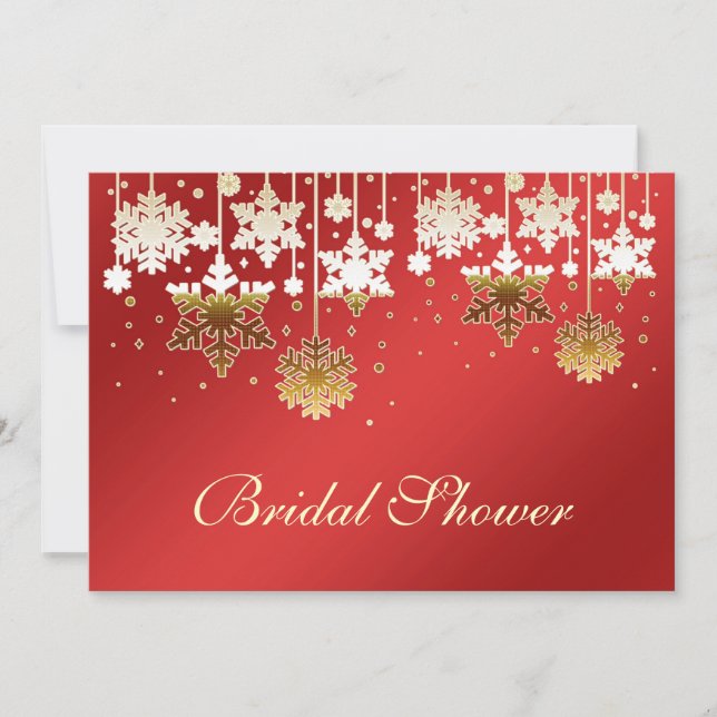 Snowflakes on red wedding Bridal shower Invitation (Front)