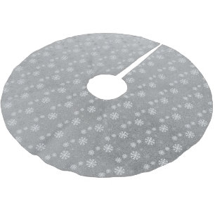 Snowflakes on Silver Brushed Polyester Tree Skirt