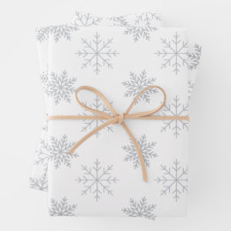 Snowflakes on White Wrapping Paper