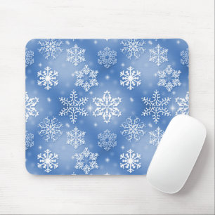 Snowflakes On Winter Blue Mouse Pad