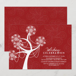 Snowflakes & Ornamental Tree Fête Invitation