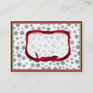 Snowflakes Outlined with Red Ribbon Tag
