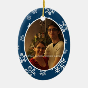 Snowflakes Ovale Photo Ornement