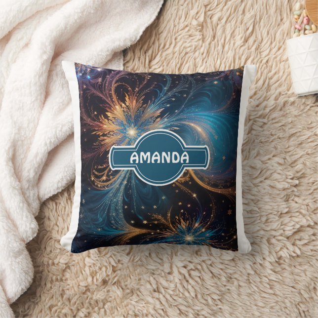 Snowflakes Pastel Colourful Personalized Pattern Throw Pillow (Blanket)