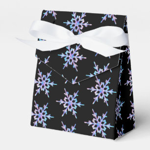Snowflakes, pastel Iridescent crystal on black Favor Box
