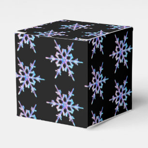 Snowflakes, pastel Iridescent crystal on black Favor Box