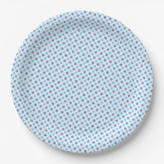 SNOWFLAKES PATTERN, BLUE PAPER PLATE