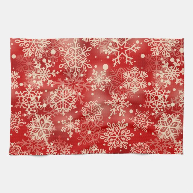 Snowflakes pattern kitchen towel (Horizontal)