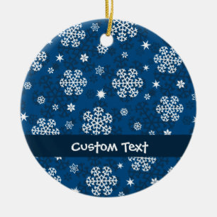 Snowflakes Pattern on Blue Ceramic Ornament
