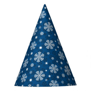 Snowflakes Pattern on Blue Party Hat