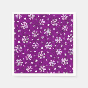 Snowflakes Pattern on Purple Napkins