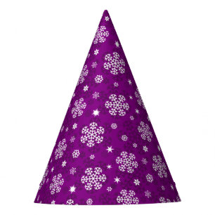 Snowflakes Pattern on Purple Party Hat