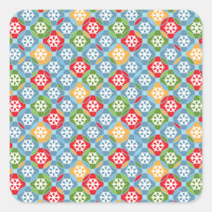 Snowflakes Pattern Square Stickers