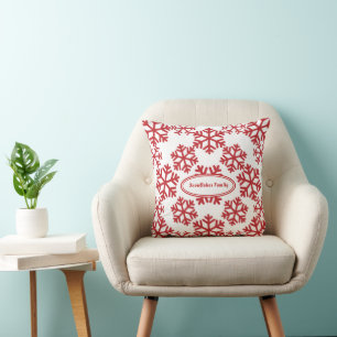 Snowflakes Pattern White Throw Pillow