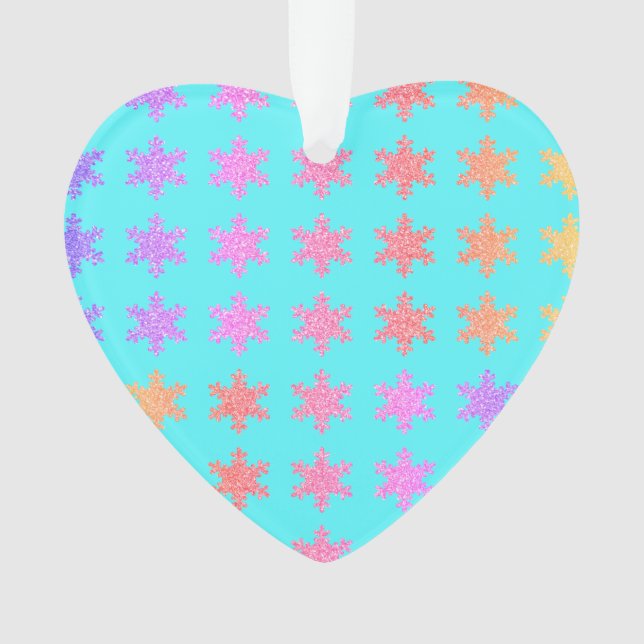 Snowflakes Patterns Glittery Gold Turquoise Blue Ornament (Front)
