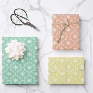 Snowflakes Patterns in Pastels  Wrapping Paper Sheet