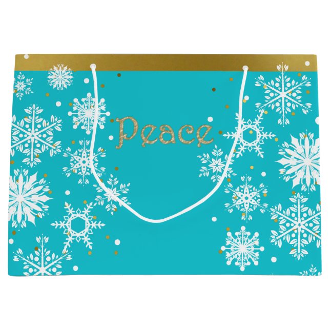 Snowflakes Peace Holiday Sac cadeau (Devant)