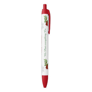 Snowflakes & Peppermint HOLIDAY Black Ink Pen
