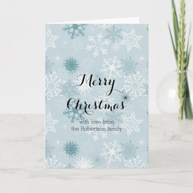 Snowflakes Personalized with Your Photo Inside Holiday Card (Front)