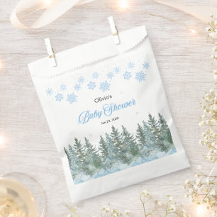 Snowflakes Pine Trees Winter Baby Shower Favour Bag