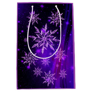Snowflakes pink and purple winter snowflake medium gift bag
