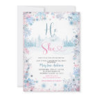 Snowflakes PInk Blue Gender Reveal Invitation