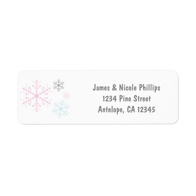 Snowflakes Pink Blue Holiday Winter Address Labels (Front)