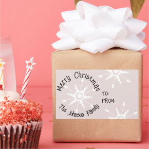 Snowflakes Pink Christmas Sticker rectangulaire