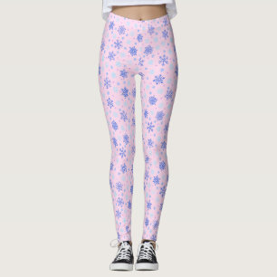 Snowflakes Pink Pastel Pink Elegant Stylish Girly Leggings