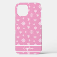 Snowflakes Pink pattern personalized name