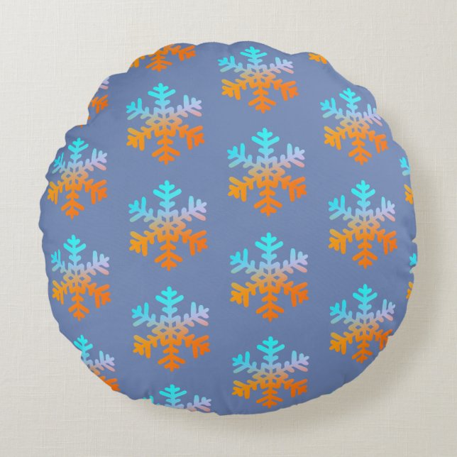 Snowflakes Polyester Coussin rond (Devant)
