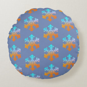 Snowflakes Polyester Round throw cushion