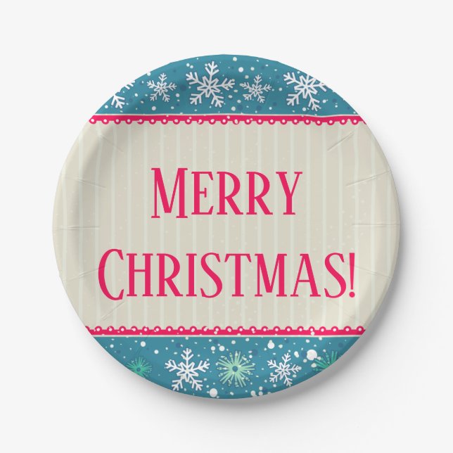 Snowflakes & Presents Paper Plate (Front)